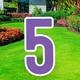 Purple Number (5) Corrugated Plastic Yard Sign, 30in